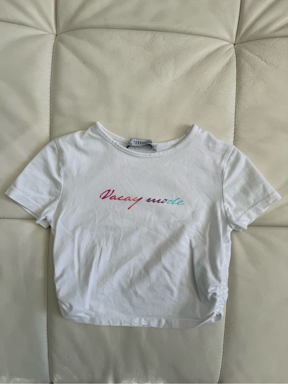GIRLS White 'Vacay Mode' Graphic Tee SIZE 8/9 Y